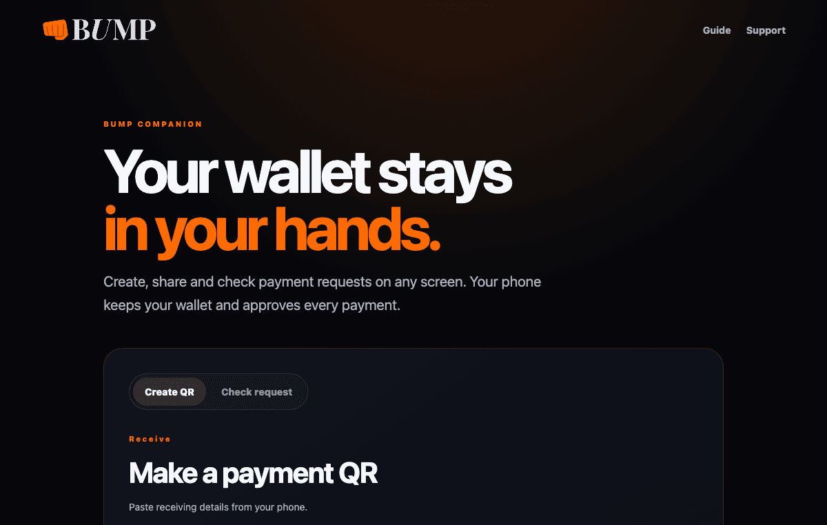 BUMP desktop companion for creating and checking payment requests